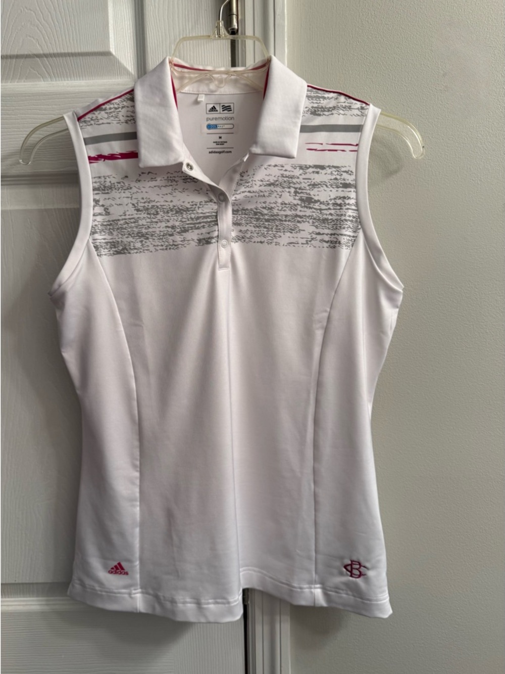 Adidas Gold White Polo with Pink & Gray Trim
